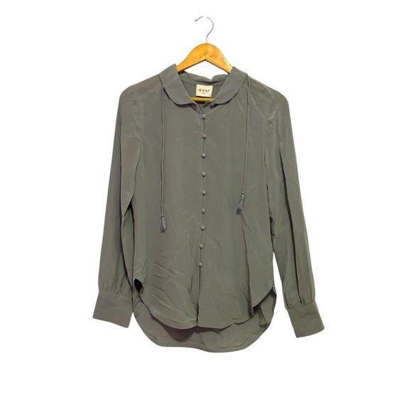 Wrap London 100% Silk Button Down Blouse Career Preppy Work Wear‎ Womens 6 - Picture 1 of 5